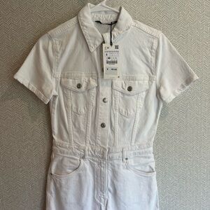 Zara Cream Short Sleeve Jumpsuit